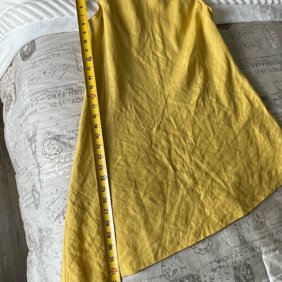 Keen Linen Asymmetrical Mustard Yellow Dress, Sz S - Picture 6 of 9